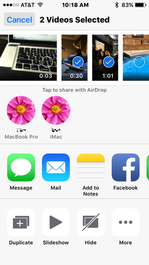 AirDrop olajša prenos videoposnetkov iz iPhona v Mac.