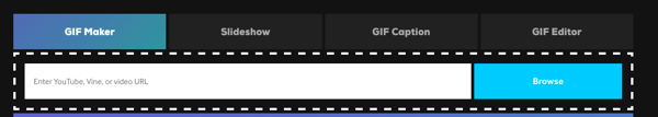 Če želite ustvariti GIF na Giphy, izberite Izdelovalec GIF ali Diaprojekcija.