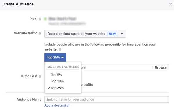 Ustvarite Facebook občinstvo po meri ljudi, ki preživijo največ časa na vašem spletnem mestu.