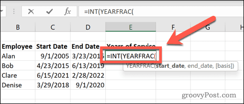 excel yearfrac