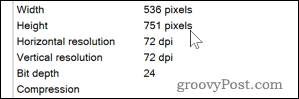 Podrobnosti o DPI za sliko v sistemu Windows