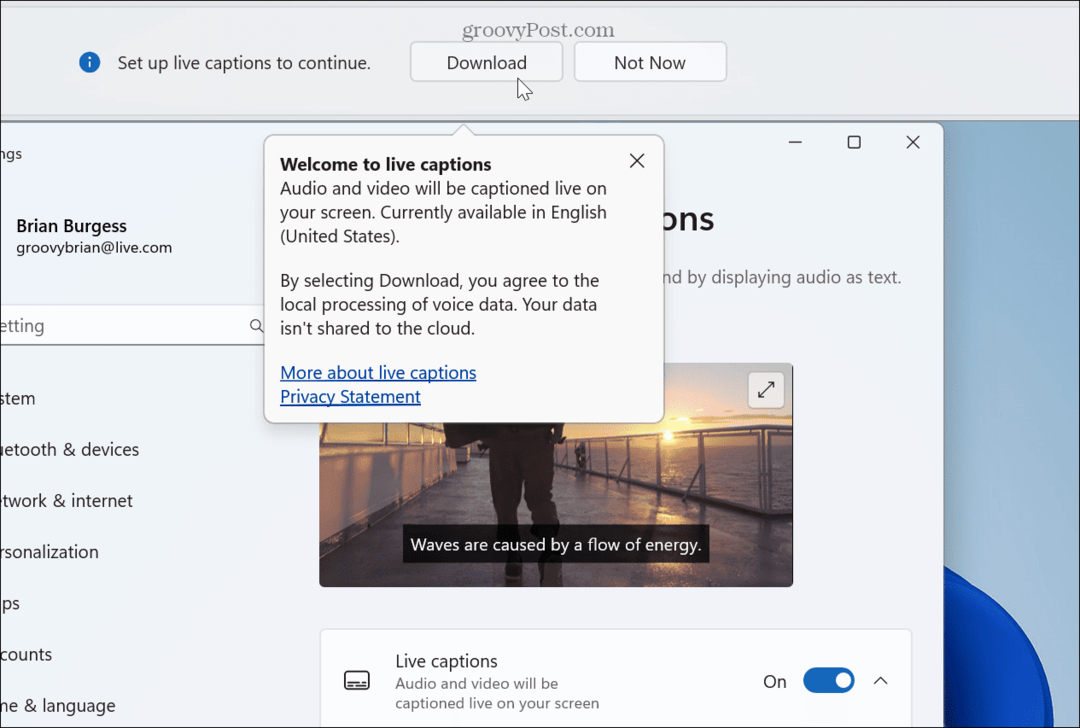 Kako uporabljati Live Captions v sistemu Windows 11