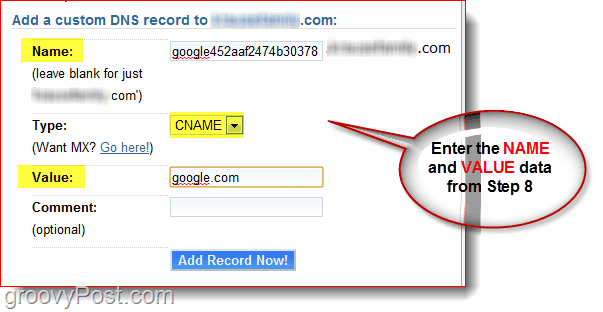 Upravljajte domeno DNS na spletnem mestu Dreamhost.com CNAME