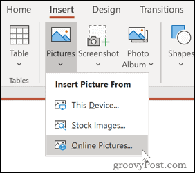Vstavljanje slike iz spletnega vira v PowerPoint
