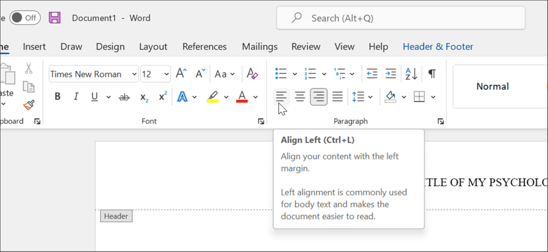 format APA slog v Microsoft Wordu