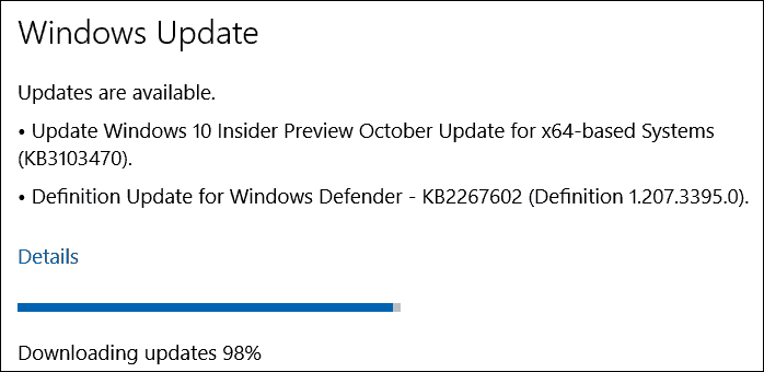 Oktobrska posodobitev (KB3103470) za sistem Windows 10 Insider Preview