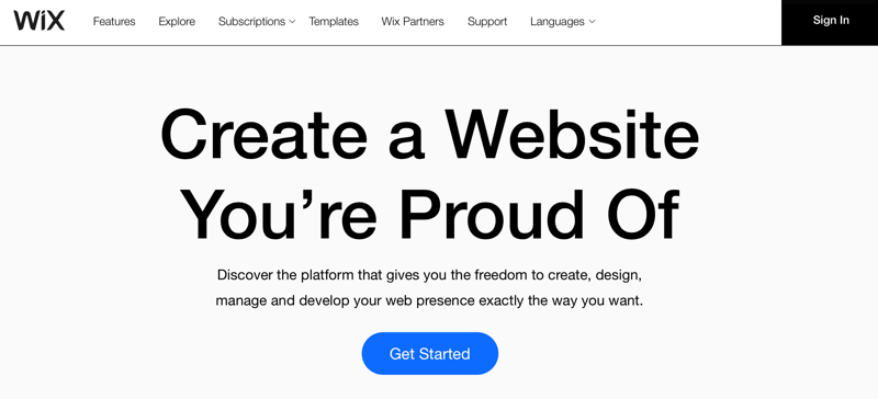 Naslov Wix.com »Ustvari spletno mesto, na katerega si ponosen«