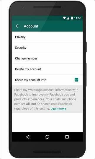 Preprečite, da bi WhatsApp delil kontaktne podatke s Facebookom