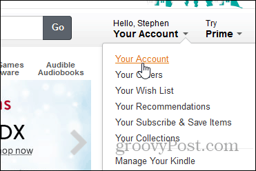 Spremenite geslo Amazon - kliknite svoj račun
