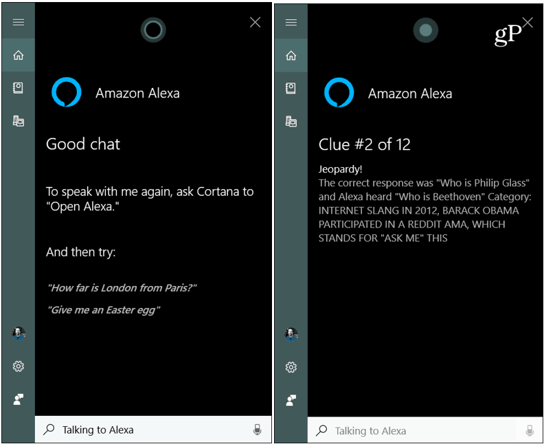 Uporaba Alexa spretnosti prek sistema Windows 10