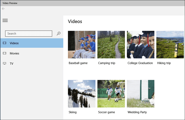 Aplikacija za predogled Microsoft Videos