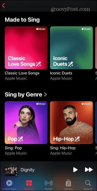 apple music made to singing section