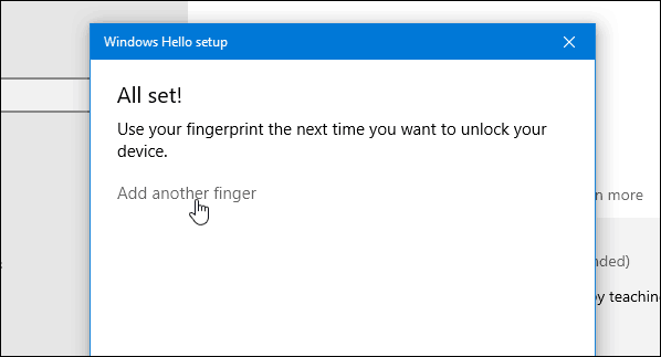4 Pozdravljeni prstni odtis Windows Popolna Dodaj drugo