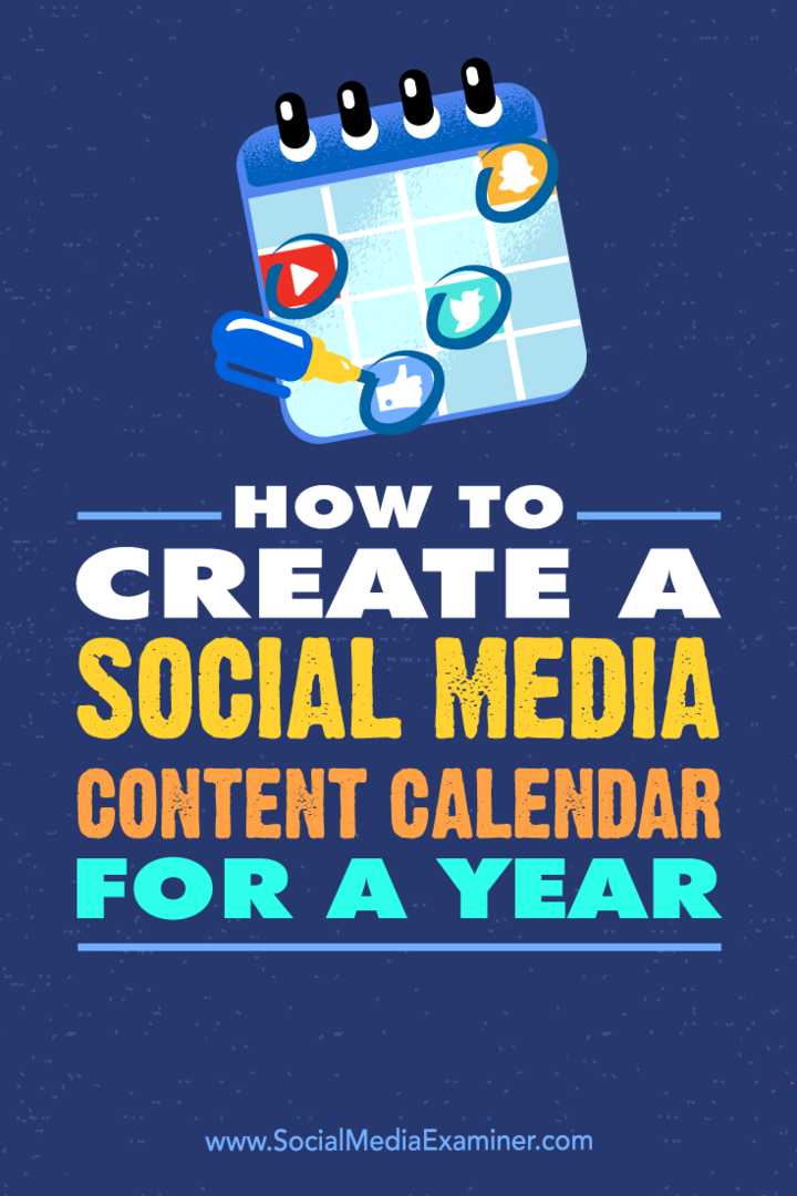 Kako ustvariti koledar vsebine družabnih medijev za eno leto Leonard Kim na Social Media Examiner.