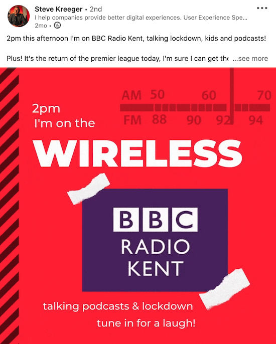 primer povezanega video posnetka Stevea Kreegerja, ki napoveduje pojav podcasta na BBC radio Kent