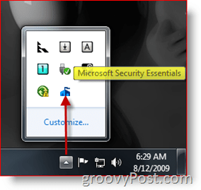 Ikona / zagon opravilne vrstice Microsoft Security Essentials