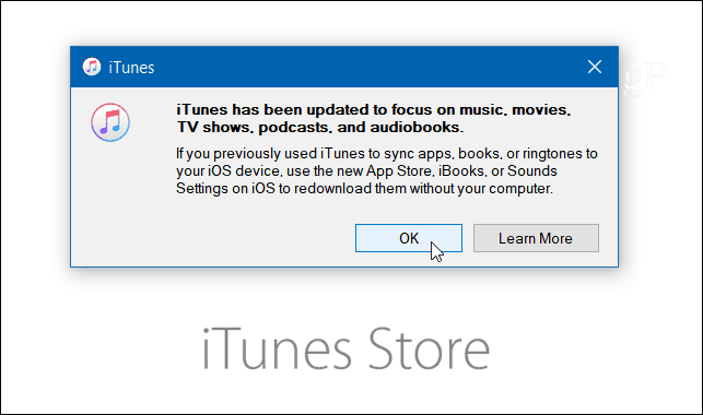 posodobljeno iTunes sporočilo