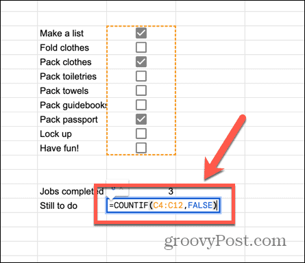 formula google sheets countif