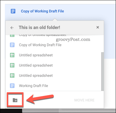 Ustvarjanje nove mape za premikanje datotek v storitvi Google Drive