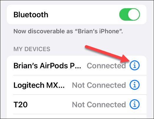 AirPods povezani Bluetooth