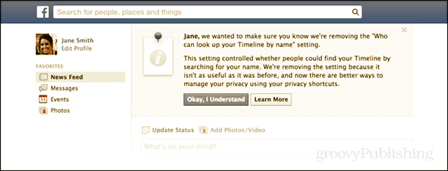 Facebook odstrani možnost zasebnosti, da skrije profil iz iskanja