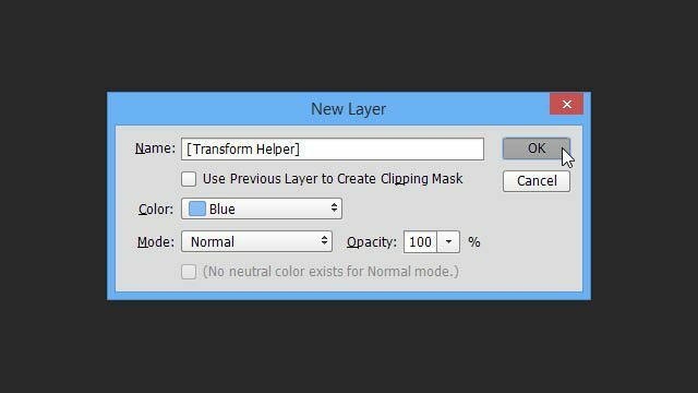 Cheat Photoshop Text Layer Transformations Preverite novo plast pogovorno okno ime barvni način transformacija pomožni sloj ustvari varanje