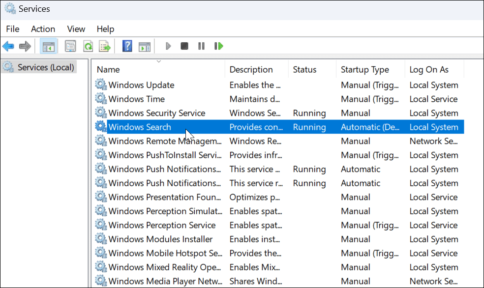 Iskalna vrstica Windows 11 ne deluje
