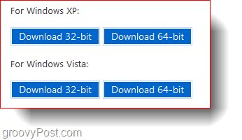 32-bitni in 64-bitni prenosi Windows XP in Windows Vista