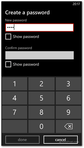 Windows Phone 8 prilagodite nastavljeno geslo zaklenjenega zaslona