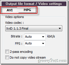 Pazera lahko izbirate med AVI ali MPG za pretvorbo videov
