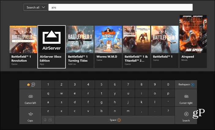 Iskanje AirServer Xbox Edition