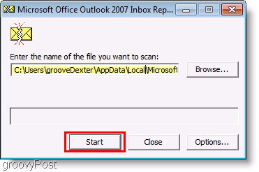 Posnetek zaslona - Datoteka za popravilo Outlook 2007 ScanPST