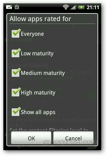 Onemogoči nakup Android 3