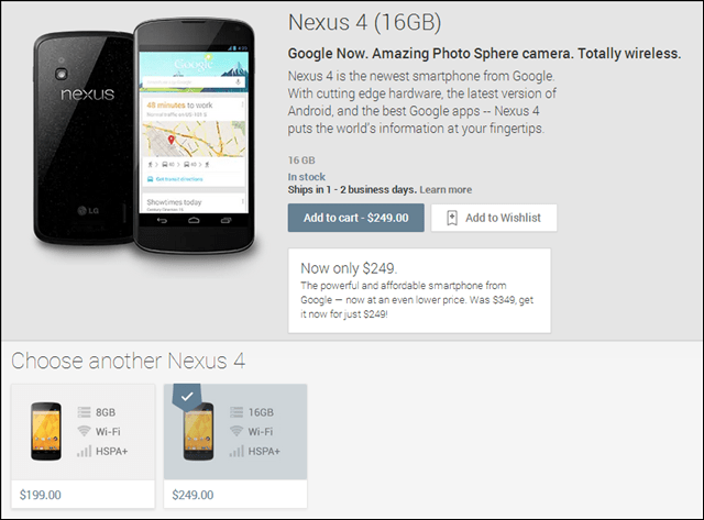 Google popušča pametni telefon Android Nexus 4 na 199 USD