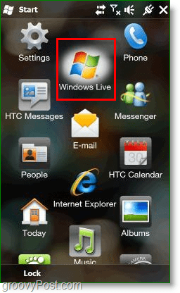 kjer se na namizju operacijskega sistema Windows Mobile prikaže življenje v živo
