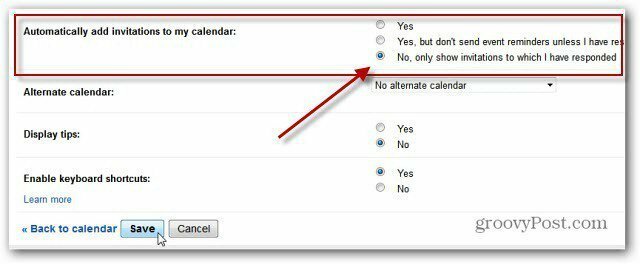 Onemogočite dogodke v koledarju Google+ in povabite obvestila