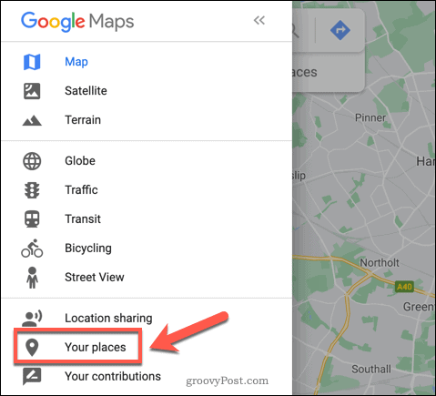 Možnost Google Zemljevidi Vaša mesta
