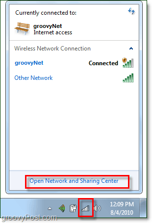 upravljanje omrežij iz sistemske vrstice Windows 7