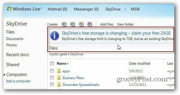Pridobite 25 GB SkyDrive