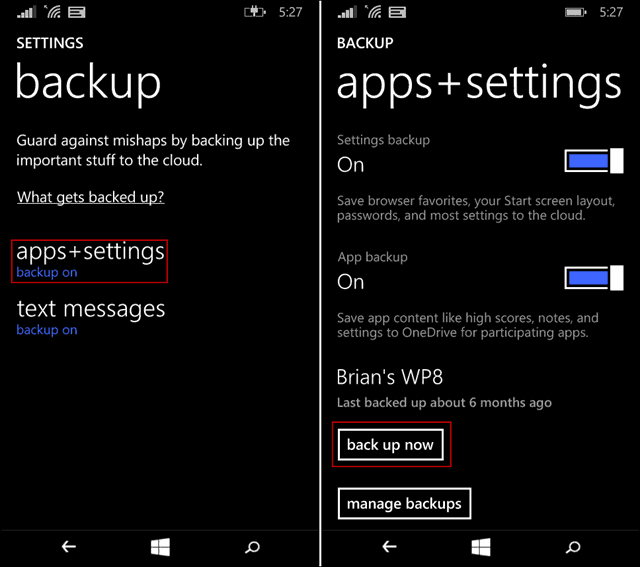 naredite varnostno kopijo sistema Windows Phone