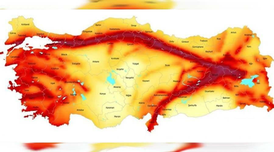 Zemljevid potresov v Turčiji