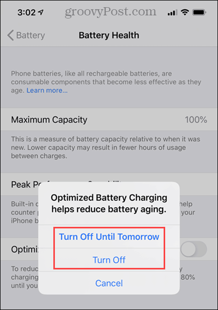 Izklopite možnosti za optimizirano polnjenje baterije na iPhone