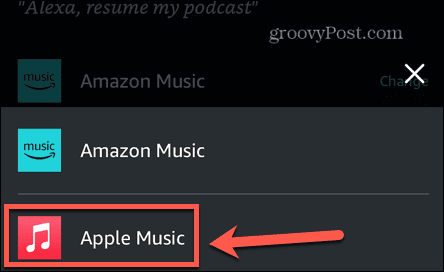 alexa izberite glasbo apple