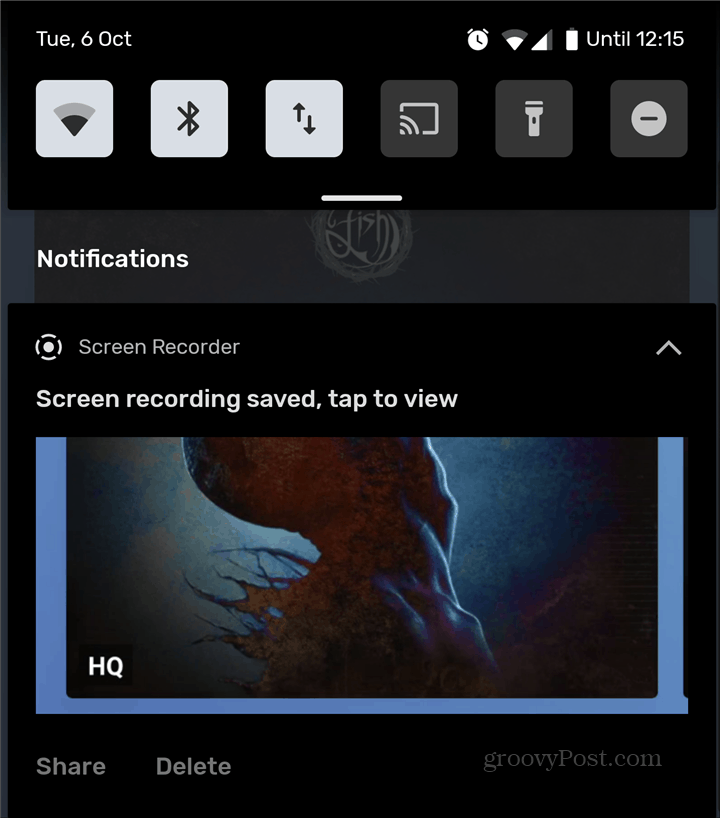 Izbriši delež snemanja snemalnika zaslona Android