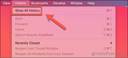 safari pokaži vso zgodovino mac