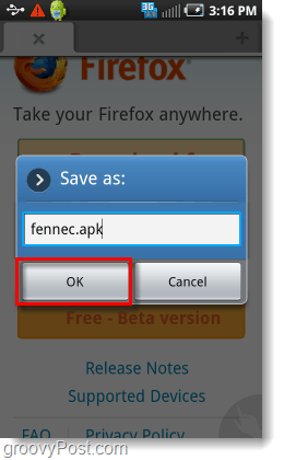 fennec.apk Firefox beta 4 namestitveni program za android