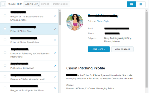To je vzorčni profil podjetja Cision.