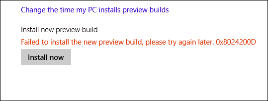 Sporočilo o napaki sistema Windows 10 Build