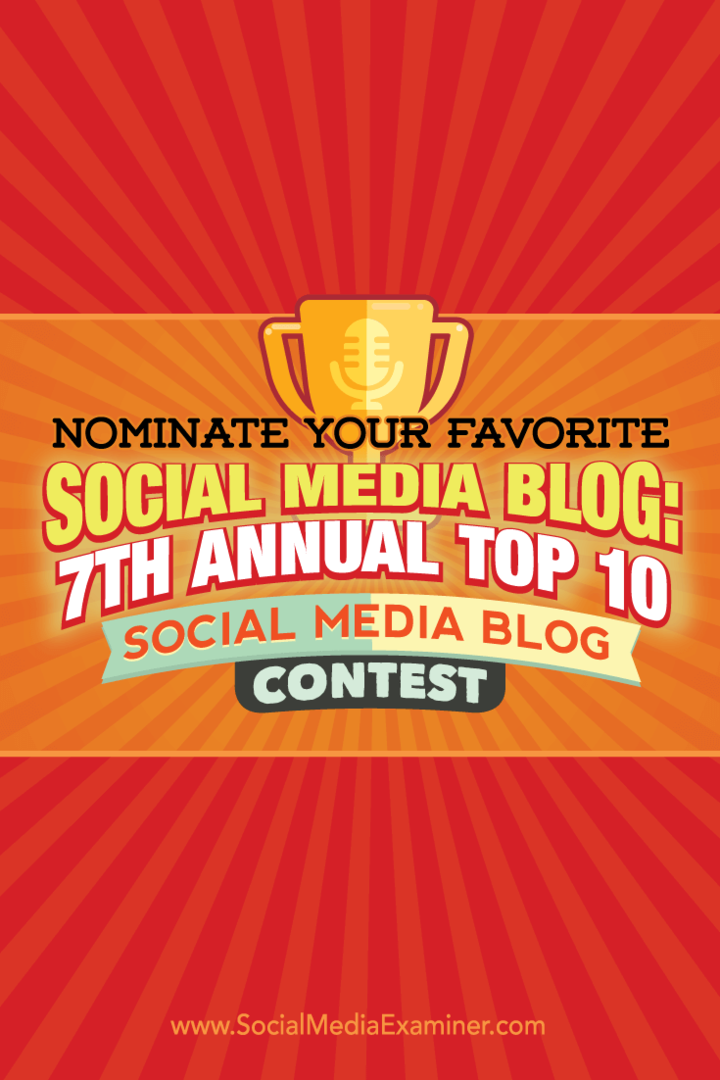 7. letno tekmovanje 10 najboljših blogov v družabnih omrežjih
