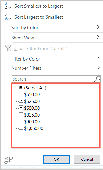 Filtriraj po vrednosti v Excelu